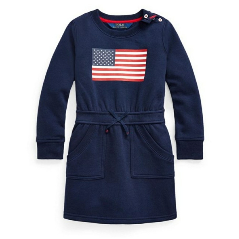 Like ~NEW~ Ralph Lauren Polo - Girls Flag Fleece Dress - Blue